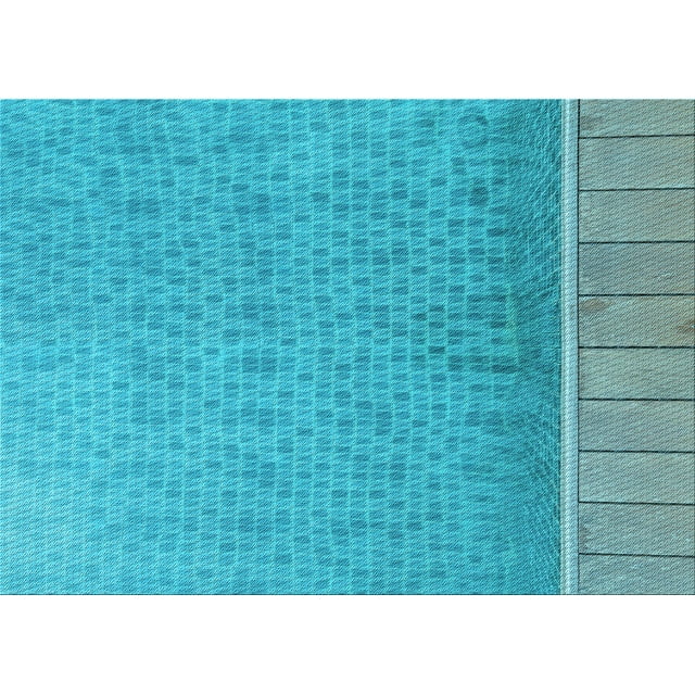 Ahgly Company Indoor Rectangle Patterned Bright Cyan Blue Area Rugs, 8' x 12'