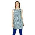 thumbnail image 1 of Bimba Women Short Tunic Polyester Crepe Chic Kurta Kurti Sleeveless Dress Blue, 1 of 1