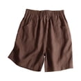 thumbnail image 2 of Shorts for Women Summer Casual Cotton Linen Lightweight Elastic Waist Wide Straight Leg Shorts with Pockets, 2 of 9