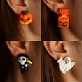 thumbnail image 5 of QQTDFG 925 Silver Halloween Pumpkin Drop Dangle Earrings Crystal Stud Party Jewelry-#2, 5 of 7