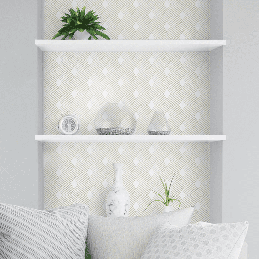 Main Street Peel and Stick Paper Wallpaper Sheets, Gold Woven, 11 in x 16 in, 12 Pack, Removable Paper Wall Covering