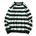 thumbnail image 1 of Suéter con estampado de rayas para mujer, Jersey de punto informal holgado con cuello redondo a la moda, 1 of 5