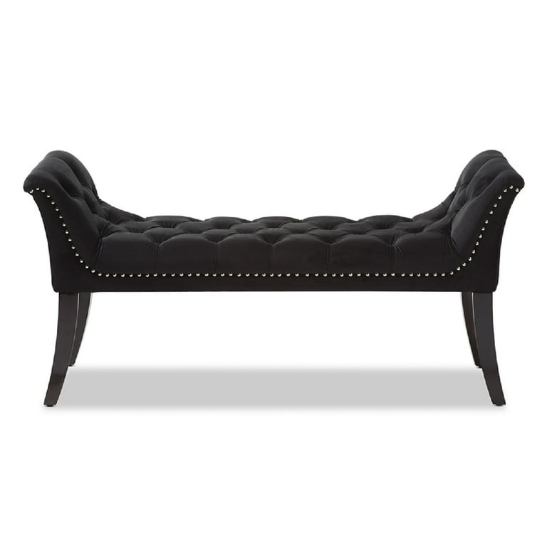 Baxton Studio Chandelle Luxe and Contemporary Black Velvet Upholstered Bench