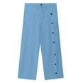 thumbnail image 4 of Dresfit Men's Linen Sweatpants Summer Big and Tall Wide Leg Pants Side Buckles Cotton Hawaiian Joggers Spring Loose Fit Straight Business Trousers with Pockets Sky Blue 3XL, 4 of 4