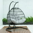 thumbnail image 4 of LeisureMod Folding Double Egg Chair Swing Rattan Wicker 2-Seater Porch Swing with Stand for Outdoor & Indoor, 4 of 14