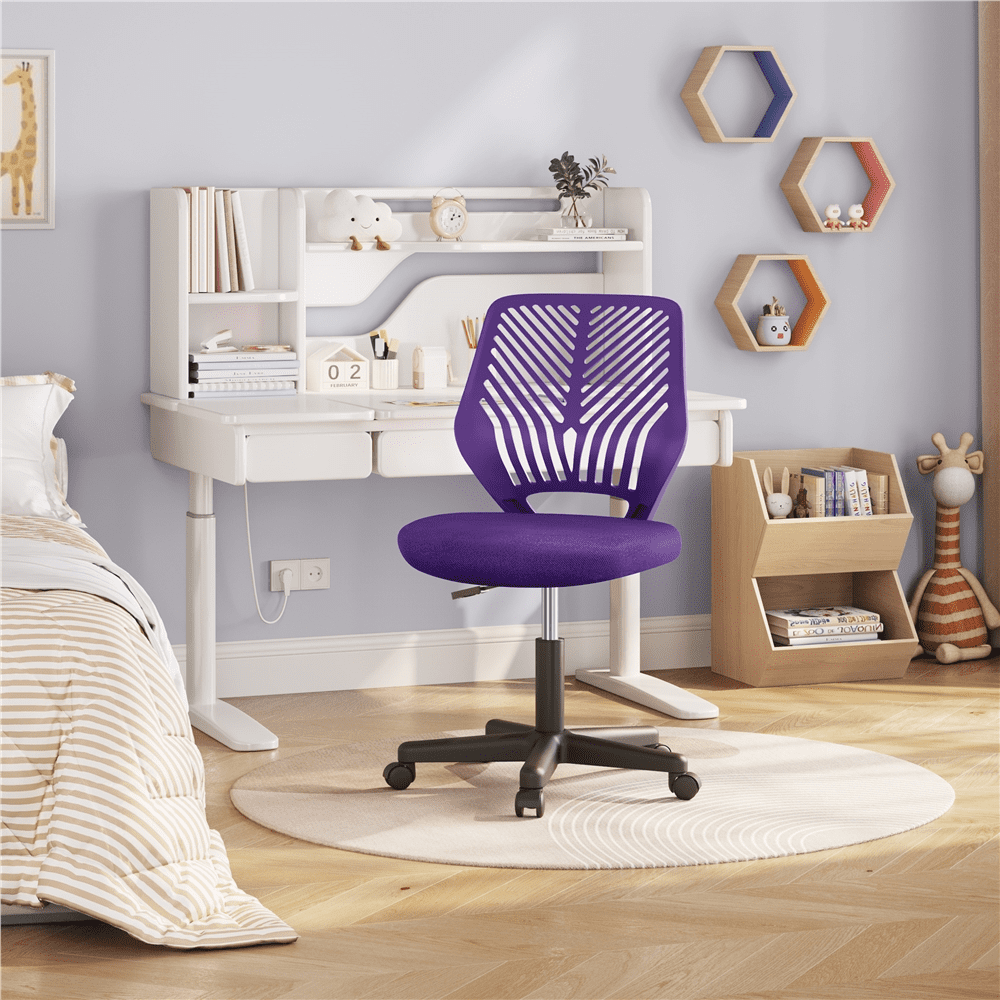 Alden Design Adjustable Armless Mid Back Office Chair, Purple