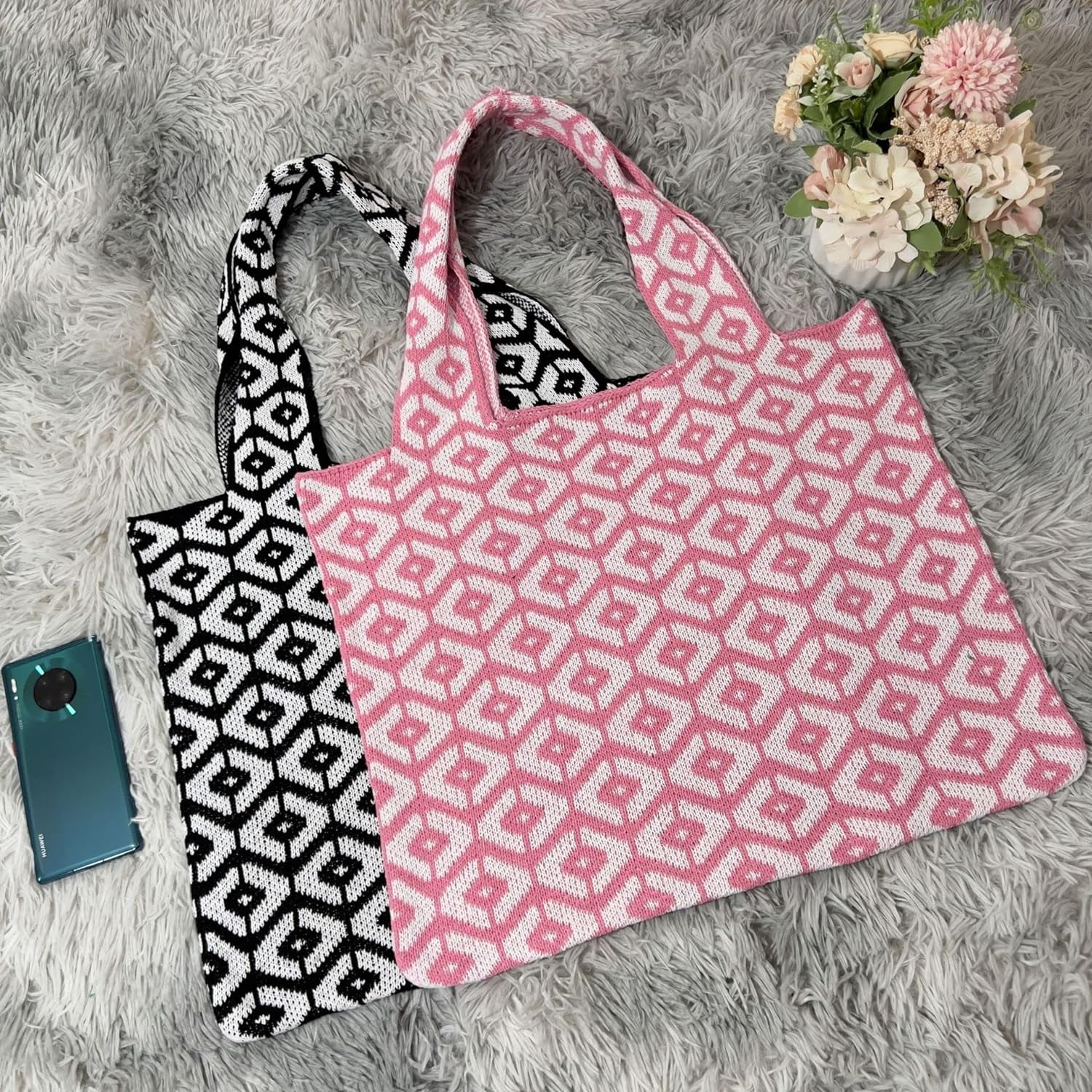 Kukuzhu Y2k Aesthetic Tote Bag Aesthetic Y2k Bag Crochet Tote Bag Aesthetic Tote Bags Aesthetic Y2k Purse