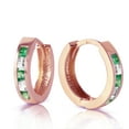 thumbnail image 1 of Galaxy Gold 14k Rose Gold Natural Emerald and White Topaz Hoop Huggie Earrings, 1 of 4