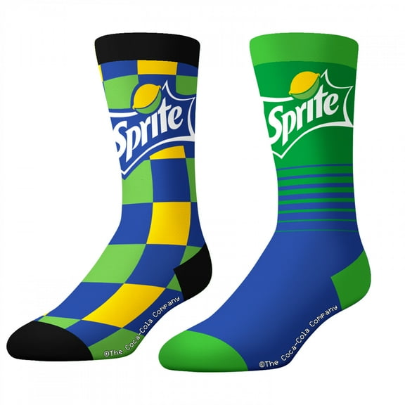Sprite Checkboard  and  Lines Adult Crew Socks 2-Pack