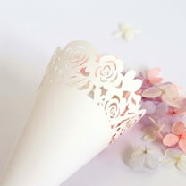 Luxshiny 50Pcs Self-Adhesive Paper Flower Wrap for Elegant Bouquet Wrapping in White