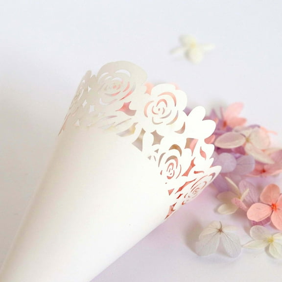 Luxshiny 50Pcs Self-Adhesive Paper Flower Wrap for Elegant Bouquet Wrapping in White