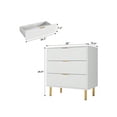 thumbnail image 7 of Dresser for Bedroom,Modern 3 Drawer Dresser with Gold Handle,Wood Chest of Drawers for Living Room Hallway,Entryway,White, 7 of 7