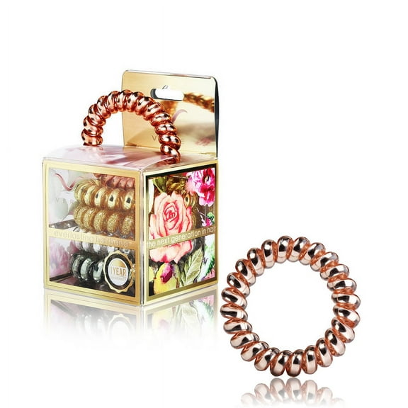 Vere 5PCS Everlasting Hair Ties - Sandy Beach Blend, Large 2.5" Dia: High Quality Spiral Hair Ties, Coil Hair Ties, Universal Coil, Creaseless Braids, Bracelets for Thick and Normal Hair