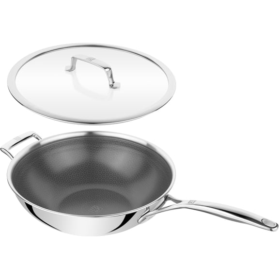 ZWILLING Peak 12-inch Stainless Steel Ceramic Nonstick Dual Performance Wok with Lid
