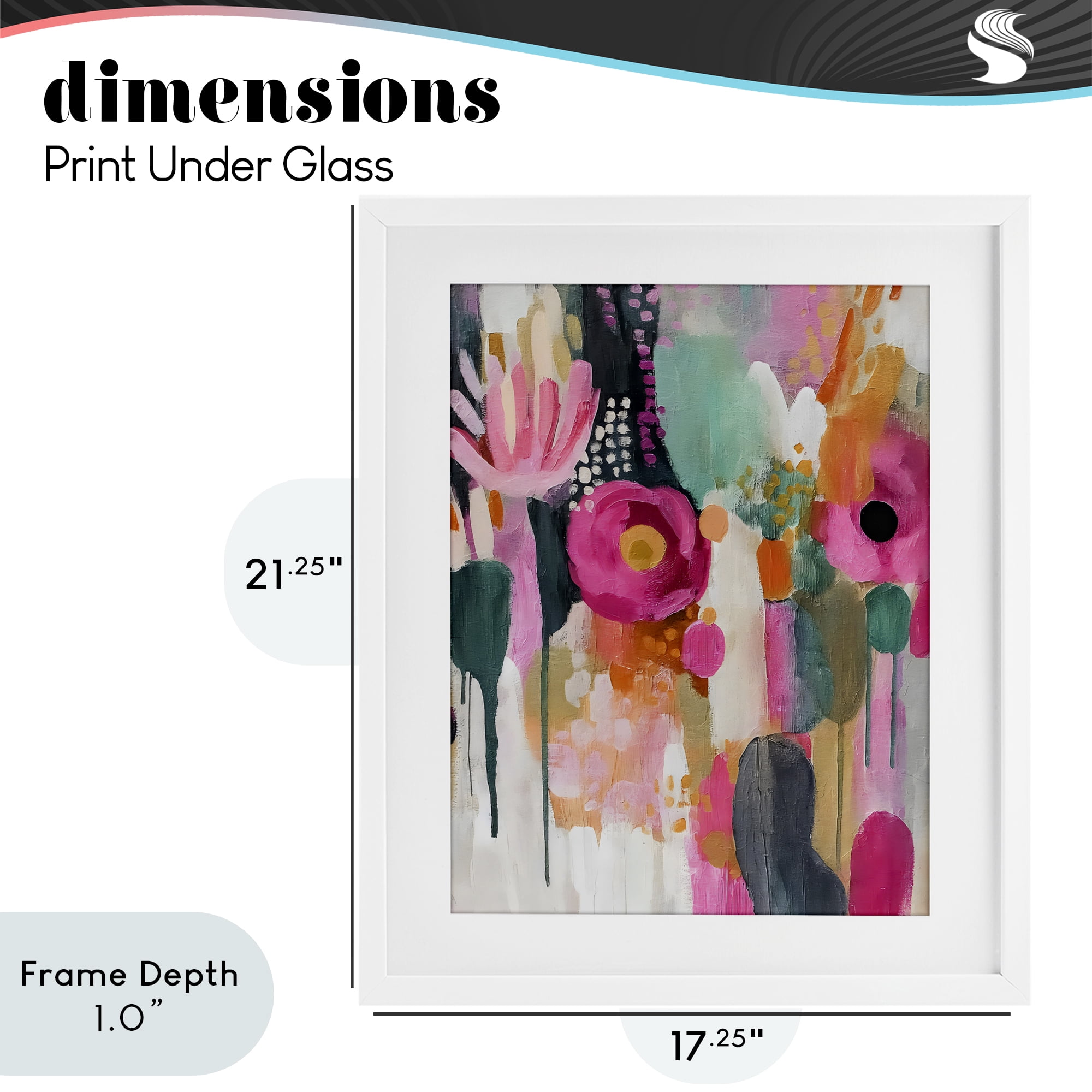 Stupell Industries Dripping Blooms Cascade White Framed Print Under Glass, design by Riley B