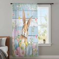thumbnail image 3 of Easter Sheer Curtains 96" Long, Farmhouse Spring Rabbit Eggs Flowers Wooden Board Light Filering Curtains, Privacy Drapes Simi Floor to Veiling Curtain for Living Room Bedroom Large Window Treatment, 3 of 9