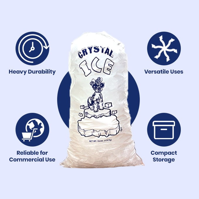 7STAR Ice Bags 10 lb with Drawstring – 100 Pack | Frozen Ice Storage Bags for Freezers – Durable and Leak-Proof Design