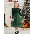 thumbnail image 5 of IDOPIP Toddler Girls Sequins Velvet Tutu Dress Glitter Christmas Tiered Mesh Dress 2-3 Years Green, 5 of 8