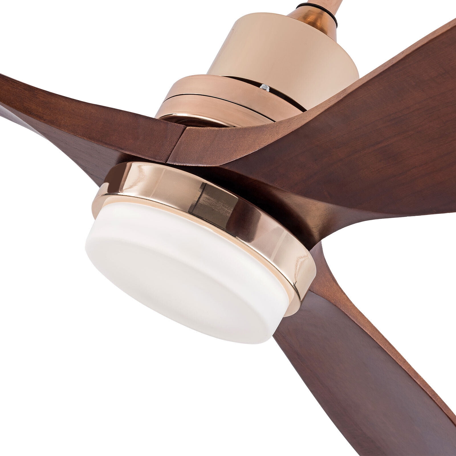 Denest 48" Ceiling Fan with Lights Remote Control, Gold Ceiling Fan with Lights LED, 3 Brown Wood Blades 3-Speed Reversible Tropical Ceiling Fan