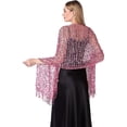 thumbnail image 2 of CHAL DE LENTEJUELAS INSPIRADORAS para Mujeres y Envolturas para Vestidos de Noche, Bufanda Brillante con Flecos para Fiesta de Boda Rosa 66.9"x19.7", 2 of 6