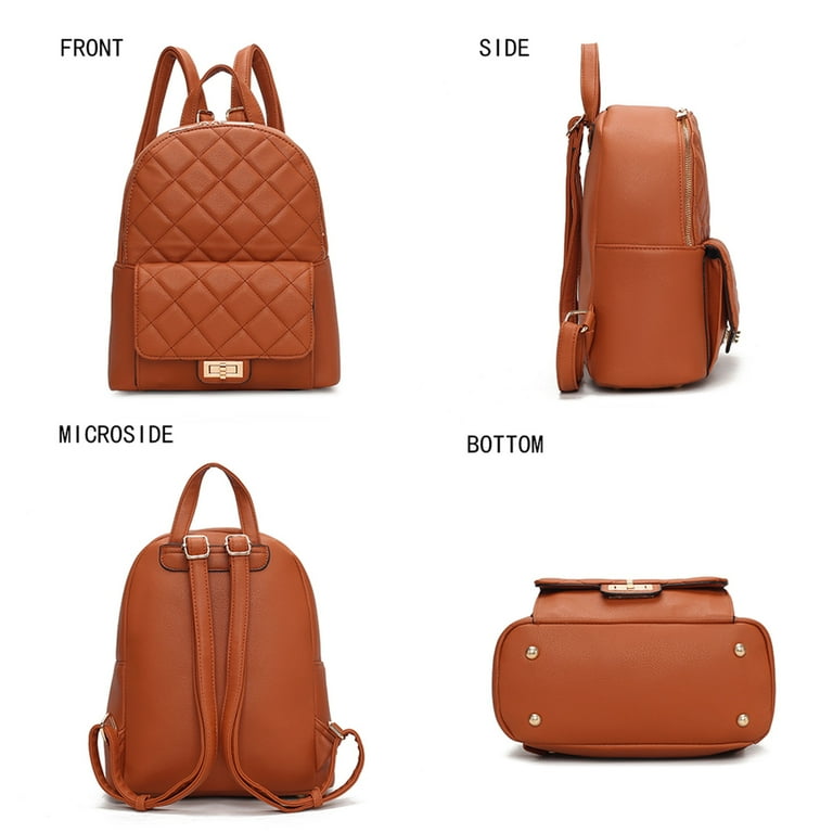 MKF Collection Dimitria Women Backpack, Quilted and Smooth Bookbag Purse Handbag Fashion Travel Daypack Bag by Mia K - Brown MKF Collection Dimitria Women Backpack, Quilted and Smooth Bookbag Purse Handbag Fashion Travel Daypack Bag by Mia K - Brown