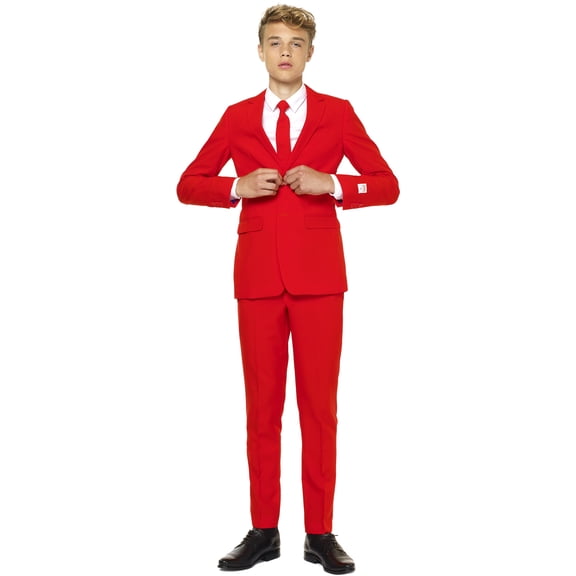 OppoSuits Teen Boys Red Devil Solid Color Suit