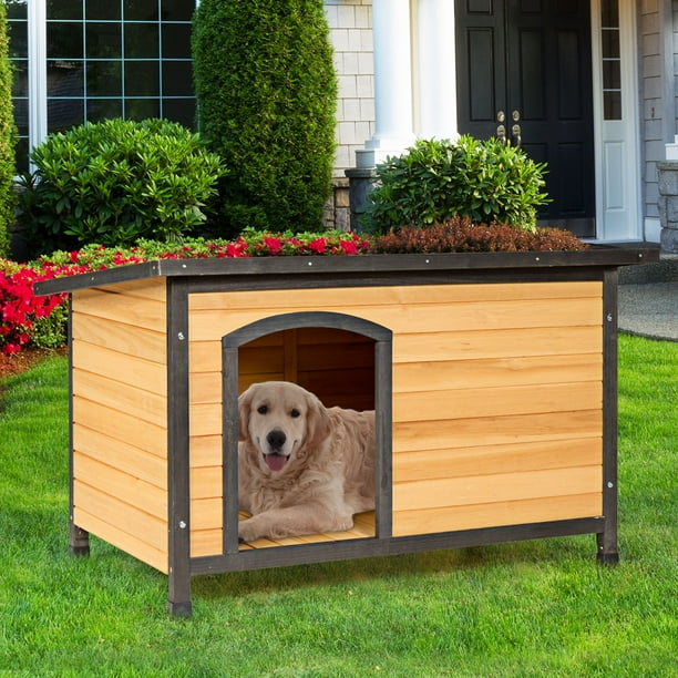 Casa para Perros de Madera Costway Cabaña de Troncos para Mascotas - Main Image