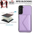 thumbnail image 5 of Envelope Design for Samsung S22 Case RFID Blocking Wallet Card Holder Leather PU Flip Cover Folio Lanyard Crossbody Strap Women Girl Magnetic Clasp Kickstand for Samsung Galaxy S22, Purple, 5 of 10