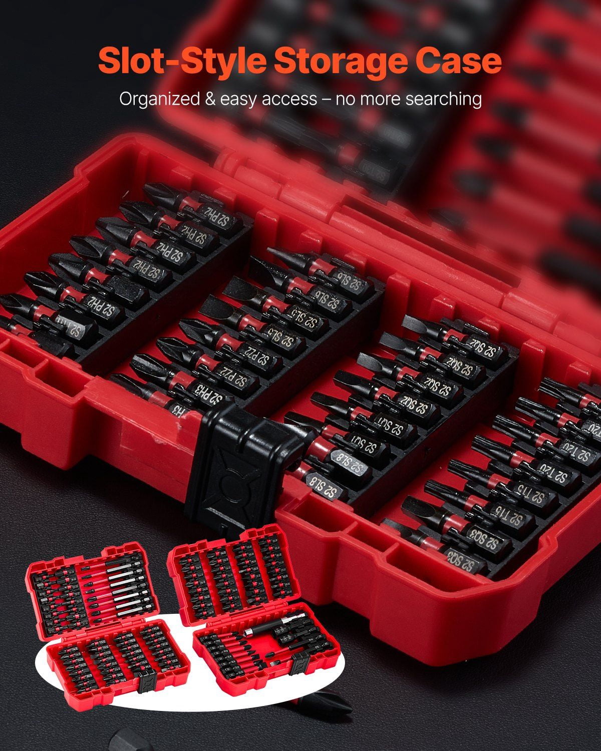101-Piece Magnetic Screwdriver Bit Set - Blackened Finish Premium Cr-V Steel Bits with Portable Storage Case - Fits Drill, Impact Driver & Hand Tools - Phillips, Slotted, Torx, Hex & Square Bits