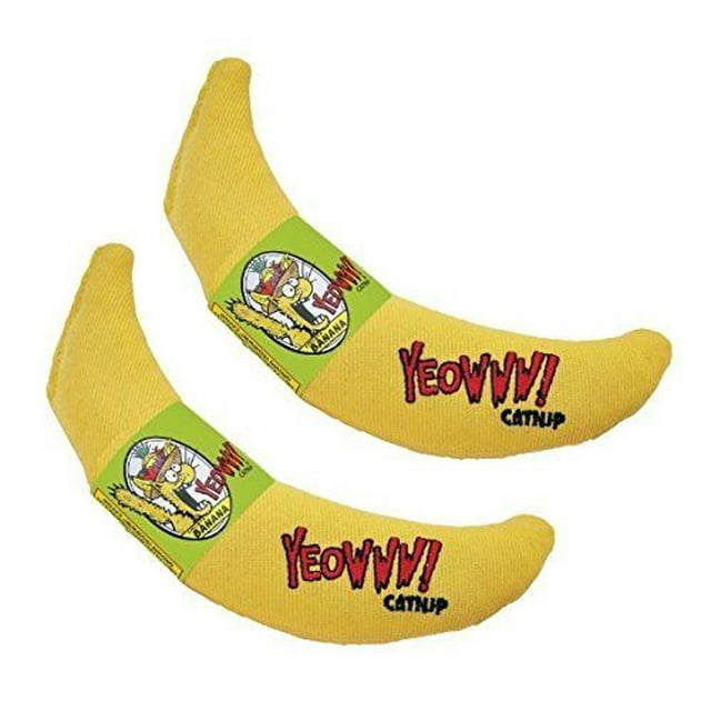 Cp Yeowww Catnip Toy Yellow Banana Pack of 2 Bananas One To Use and One
