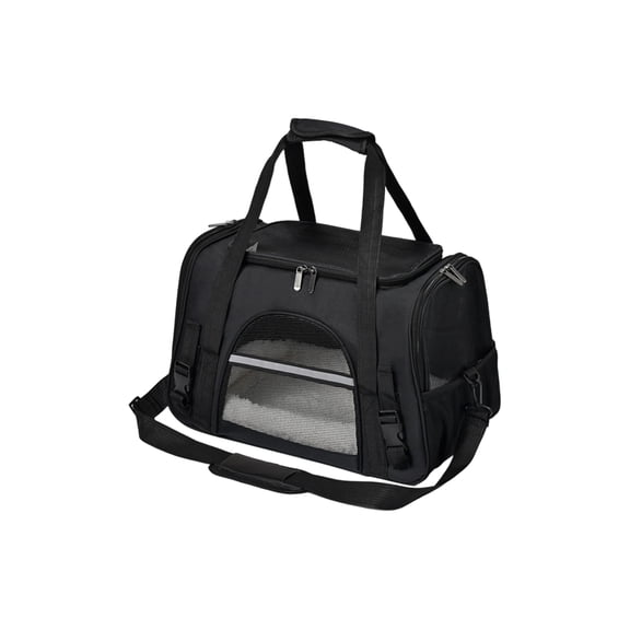 Soft-Sided Cat/Dog/Pet Carrier,Collapsible Pets Travel Carriers for Big Cats/Small Dogs with Shoulder Strap & Removable Mat,Mesh Puppy Carry Bag,Up to 16 Lbs(10"×11"×17",Black)
