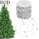 thumbnail image 2 of Adorno de cuentas de plata en miniatura de 10 m y 8 mm para Navidad, guirnalda navideña, decoración para árboles de Navidad, guirnaldas para fiestas, adorno colgante con purpurina, 2 of 5