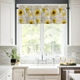 thumbnail image 3 of 3 Piece Sunflower Bee Kitchen Curtains, Tier and Valance Rod Pocket Window Curtains Set Yellow Khaki Cafe Curtains for Kitchen Valances Window Treatment 54X18in+27x24in×2, 3 of 5