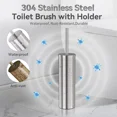 thumbnail image 4 of Extended Handle Splash Proof Toilet Brush And Plunger Set Stainless Steel For Bathroom RV Clean, 4 of 11