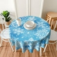 thumbnail image 5 of Christmas Snowflake Blue Round Tablecloth Waterproof Wipeable Tablecloth Cover Home Restaurant Kitchen Picnic Party Decoration 60 Inch Circular Tablecloth for 20-47 Inch, 5 of 6