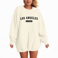 thumbnail image 4 of Towmus Women's Los Angeles Crewneck Sweatshirt Casual Long Sleeve Raglan Shirts Cool Letter Print Pullover Tops, 4 of 5