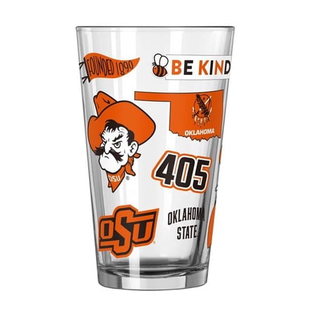 Logo Brands 193-G16P-63 Oklahoma State 16 oz Native Pint Glass
