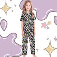 thumbnail image 5 of RTKFRFLM Girls Silk Like Printed Pajama Set 3 Piece Outfits Set Kids Casual Loungewear Comfortable Sleepwear Loose Fit Elastic Waist Sleepwear Nightgown Pjs Loungewear, 5 of 5