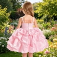 thumbnail image 4 of HJYCHN Dresses for Girls Spaghetti Strap Square Neck Party Dress with Pleated Bodice and Layered Ruffled Skirt for Kids Dress 3-4 Years, 4 of 9