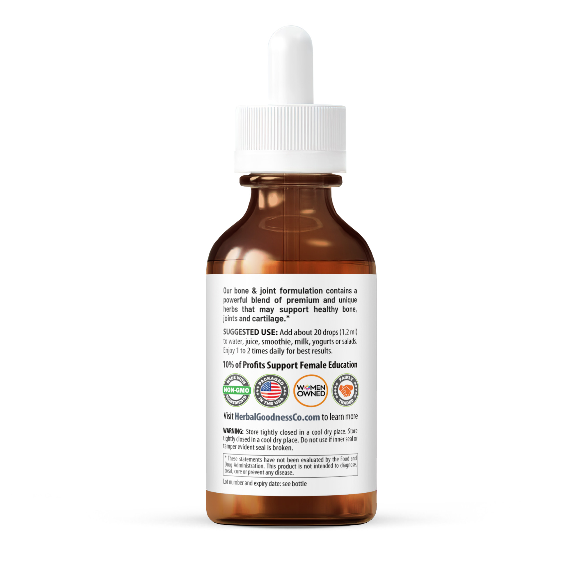 Joints Be Happy - Joint & Bone Support Supplement for Men & Women, Relief, Boswellia, Turmeric, 2fl. oz - Herbal Goodness