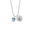thumbnail image 2 of Delight Jewelry Silvertone Owl with Hot Blue & Lime Green Crystal Eyes Silvertone Script Initial Disc - E - Charm Necklace, 20"+3", 2 of 4