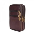 thumbnail image 2 of Running Bags Men Genuine Leather Waist Pack Bag Double Zipper Cell Mobile Phone Case Coin Purse Pocket Pouch Male Pro Outdoor NEWWAY, 2 of 6