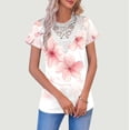 thumbnail image 2 of Fewfanhot Women's Clothing Loose Fit Collared V Neck Short Sleeve Cute Summer Tops Dressy Casual Pocket Work Blouse, 2 of 5