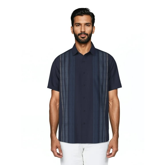 Cafe Luna Men's and Big Men's Gradient Panel Print Short Sleeve Woven Shirt, Size S-4XL