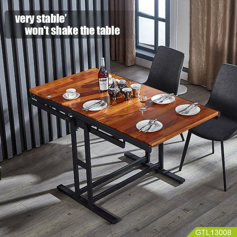 Conversion Solid Wood Table Shelf Folding Table with Convert Shelf Can Be Used as Dining Table or Stand Shelf