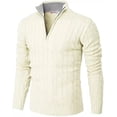 thumbnail image 2 of Suéter tipo polo de manga larga con cremallera de punto y corte ajustado informal para primavera, otoño e invierno para hombre, 2 of 6