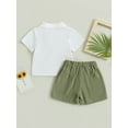 thumbnail image 4 of GXFC Toddler Baby Boys Summer Contrast Color Shorts Outfits Infant Boys Short Sleeve Lapel Button Down Shirt Tops with Pocket and Short Pants Set Casual Clothes 2Pcs 0-3T, 4 of 8