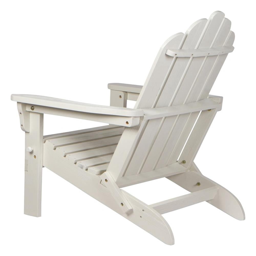 Pemberly Row Traditional Cedar Wood Folding Adirondack Chair in White