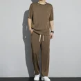 thumbnail image 2 of Camiseta Hombre Sin Logo Trajes Deportivos Sudadera Gris Ropa de Hombre Lisa Top Liso Chándal Pantalones Conjuntos 5xl Elástico A Juego Básico, 2 of 5