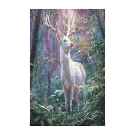 Qxltty White Deer Forest Kitchen Towels 28 x 18 Inch Soft Cotton Linen Feel Dish Towels with Hanging Loop for Drying Cleaning & Decor